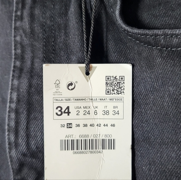 ZARA ripped wide leg jeans black distressed NWT Blogger favorite - Picture 5 of 10